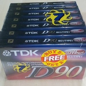 NEW TDK D90 Casette Tape 90 Minutes 7 Pack